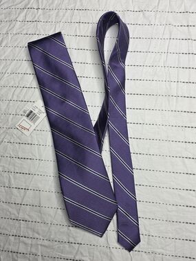 NWT John Forsyth Lilac Silk Striped Tie Hand Sewn Luxury Neckwear